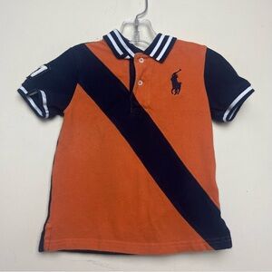Polo Ralph Lauren Polo Shirt  Size 24M Big Pony Navy Orange Stripe Double Sided